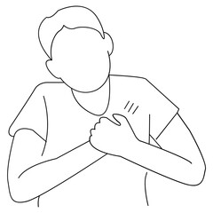 Chest Pain One Line Illustration � Heart Discomfort Minimal Line Art Vector