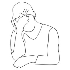 Headache One Line Illustration � Stress Pain Minimal Medical Vector Design