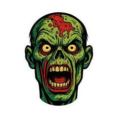 Fototapeta premium PNG Terrifying zombie head illustration