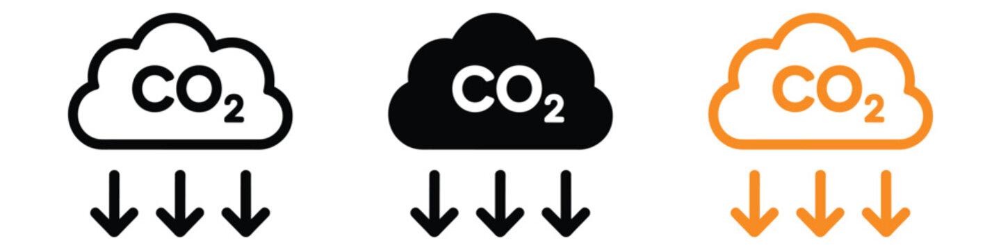 Reduce, emission carbon dioxide co2 icon vector. environmental sustainability and climate action initiative symbol. vector illustration.