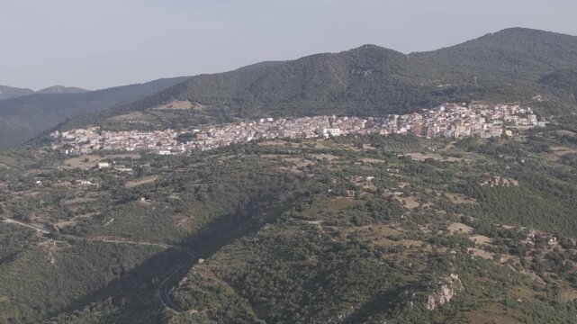 View of the town of Orgosolo in Sardinia during the day