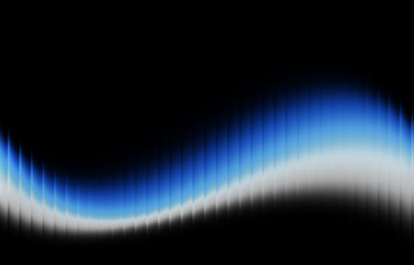 Blue and white glowing wave on a black background with a soft gradient. Futuristic abstract light pattern with smooth curves and vertical streak texture. Perfect for modern tech themes, soundwave 