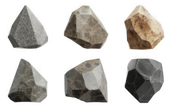 solated stones sharp various shapes cutout transparent backgrounds 3d illustrations 