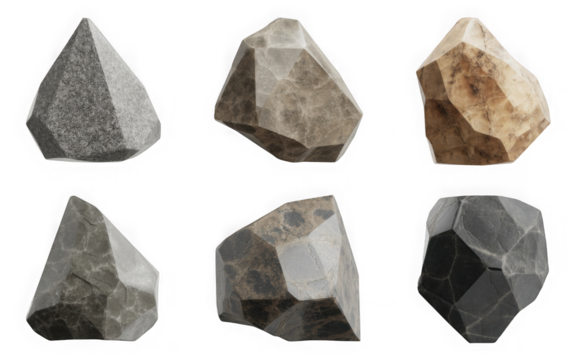 solated stones sharp various shapes cutout transparent backgrounds 3d illustrations 