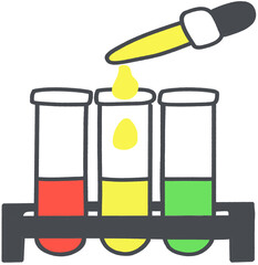 Colorful Chemistry Experiment Showing Liquid Drops in Glass Test Tubes with Bubbles and Reactions