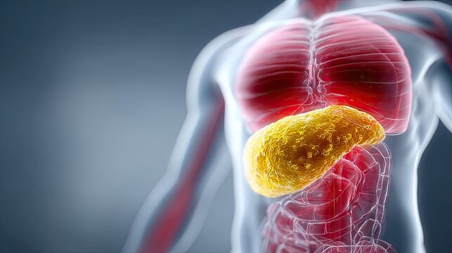 3D Illustration of Fatty Liver Disease (Steatosis) - Human Anatomy