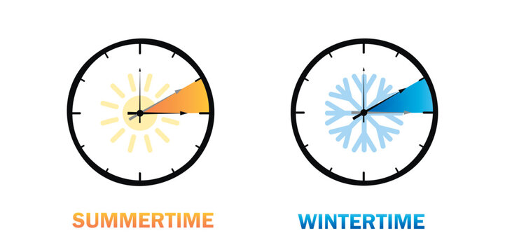 daylight saving time summertime and wintertime clock vector illustration