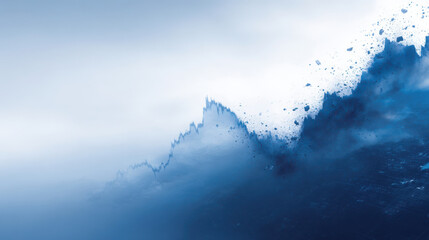 Budget deficit warning sign appears like fiscal cliff in abstract blue digital art showing financial risk and economic uncertainty