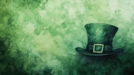 St. Patricks Day Green Hat Watercolor Background Illustration.