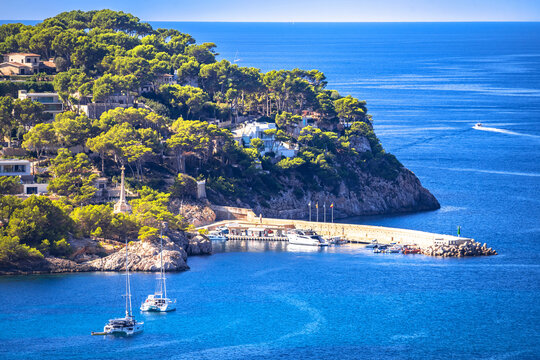 Island of Mallorca. Creu de Santa Ponsa villas ans coastline view