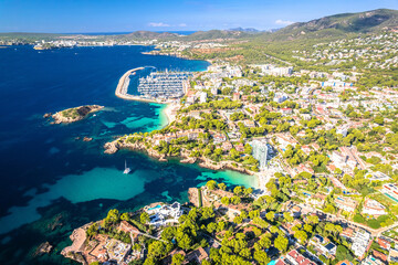 Island of Mallorca. Bendinat and Portals Nous coastal villages aerial scenic view