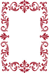 Elegant Red Ornate Floral Scrollwork Frame, red color frame border design, glass decoration corner design, floral floral decoration.