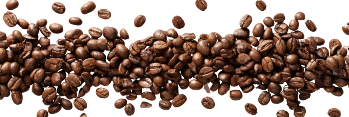 Brown coffee beans cascading