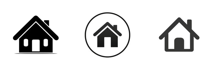 Set of Black home icon isolated on white backdrop, realistic lighting, crisp vector-inspired appearance on transparent png background. Ai generated