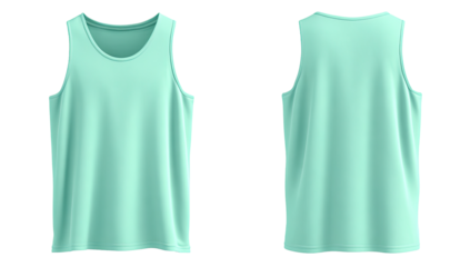 Light teal sleeveless top, front and back views