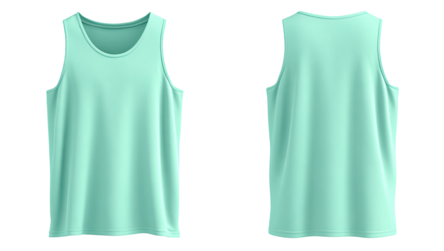 Light teal sleeveless top, front and back views