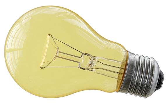 Glowing yellow light bulb