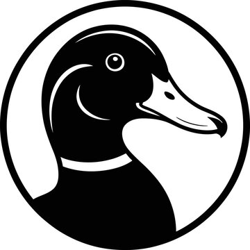 Mallard Duck Head Profile Logo in Circle Emblem