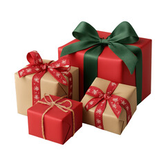 Obraz premium PNG Festive wrapped gifts with bows.