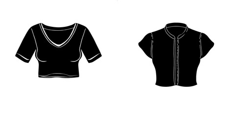 cropped bolero cardigan template technical drawing flat sketch cad mockup fashion woman style design model with collared short sleeve crop top