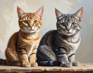 Two adorable cats posing gracefully, perfect for animal lovers and pet projects