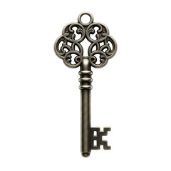 Obraz premium Ornate antique metal key isolated on a transparent background