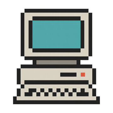 PNG Retro pixel art computer illustration.
