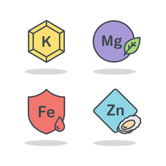 Different types of mineral icon logo flat vector design