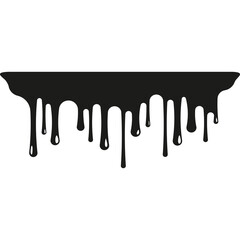 Abstract Black Ink Dripping Effect on Transparent Background Simple Silhouette Graphic Design Element