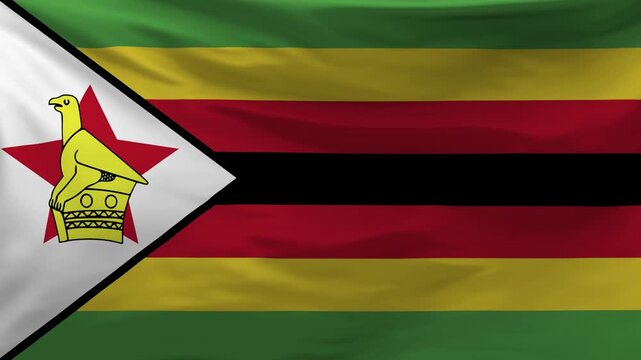 Zimbabwe flag is waving in the wind.