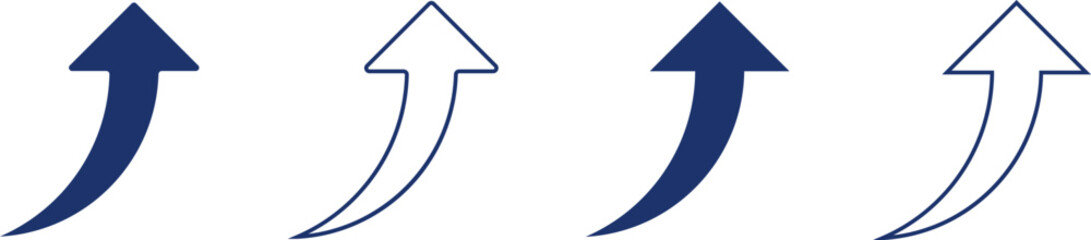 blue upward arrows with solid and outline designs representing growth, success, progress, and business improvement