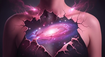 Breast Cancer Awareness, A Universe Within  Pink Galaxy Healing Energy Art