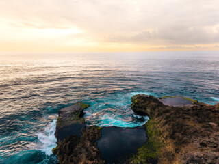 sunset over the sea in bay 