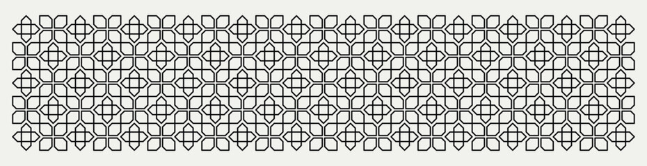 Geometric flower shapes line pattern background in black and white for banners, wall décor, textiles, interior design and more.


