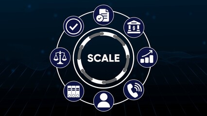 Obraz premium Circular diagram with icons representing business growth finance legal and communication concepts image