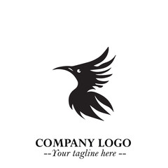 Fototapeta premium Elegant Bird Logo Symbol in Black on White Background with Minimalist and Modern Design