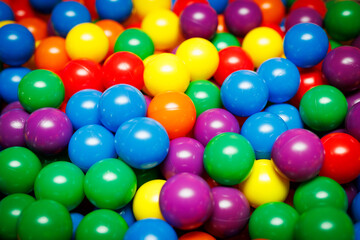 Colorful plastic balls in children play area