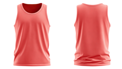 Coral tank top, front and back views