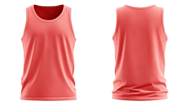Coral tank top, front and back views