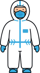 Full protective hazmat suit for medical professional safety vector