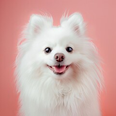 Fototapeta premium white dog with rosy cheeks.