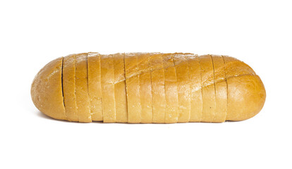 One sliced loaf isolated on white.