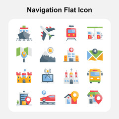 Landmarks, Exploration and Tourism Navigation Flat Icons Set 3