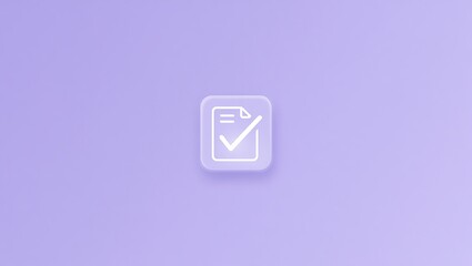 Paper checklist icon symbolizing tasks completed and success on a soft purple background