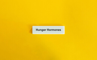 Hunger Hormones Text on White Tile with Yellow Background