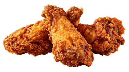flaying Fried chicken wings isolated on transparent background Remove png, 