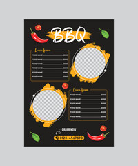 BBQ Menu and restaurant food menu template