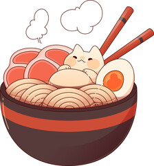 Cat Sleep in Ramen