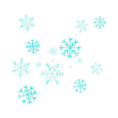 Abstract Blue and Teal Snowflake Cluster with Shimmering Stars