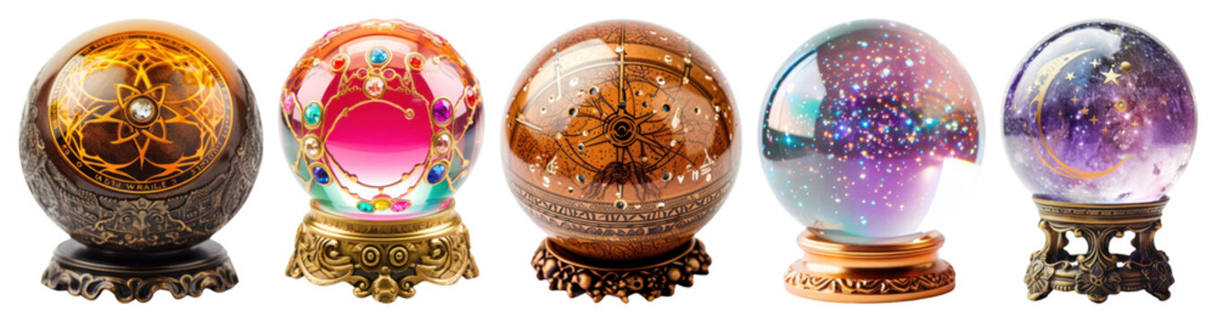 PNG Mystical orbs with intricate designs, element set on transparent background